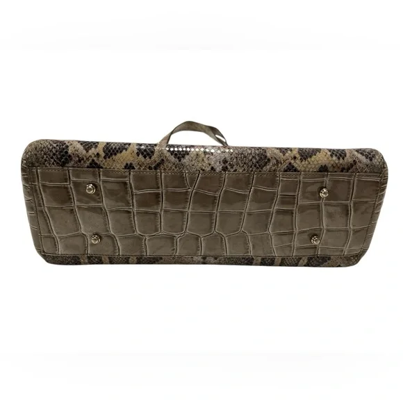 Brahmin Priscilla Satchel Natural Leighton Handbag Purse Snakeskin Turtle Taupe - Picture 7 of 9